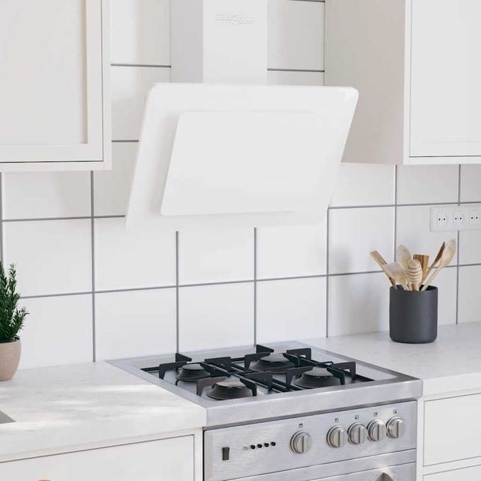 Vidaxl Hotte de Cuisine, 60 cm, Acier Inoxydable et Verre Trempé, Blanc