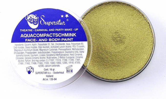 Aqua facepaint 45gr goud met glitter