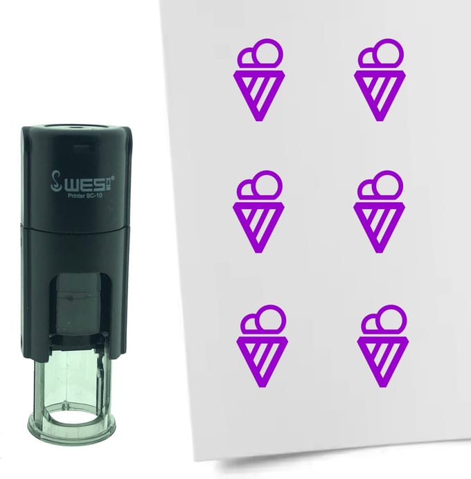CombiCraft Stempel IJsje 10mm rond - paarse inkt