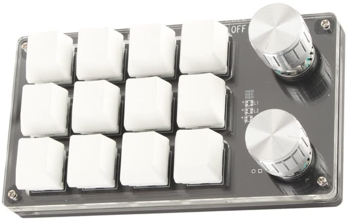 Allecto - Mini 12 Toetsen Mechanisch Toetsenbord - RGB Gaming Toetsenbord - Programmeerbare Macro Toetsen - Wit - Compact en Functioneel - Geschikt...