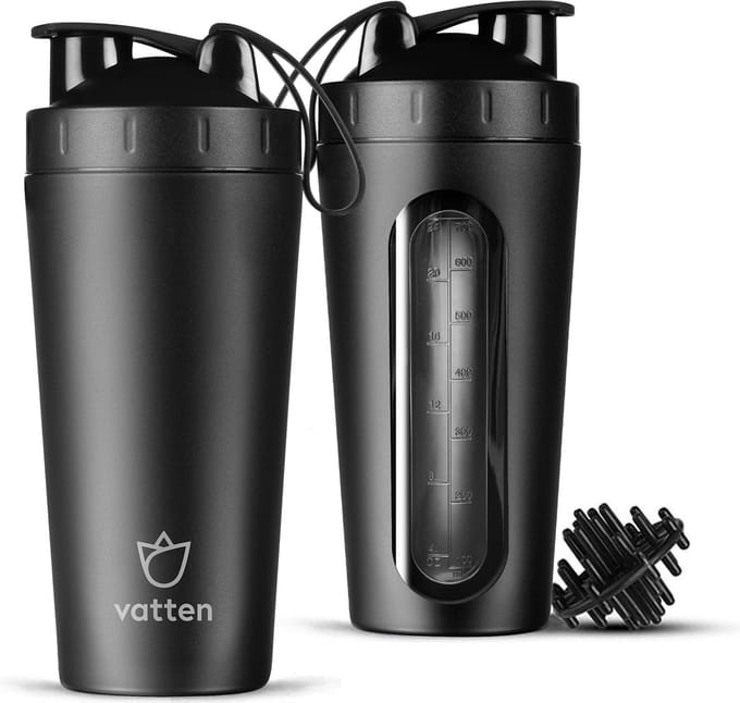Vatten® Premium RVS Shakebeker - 700 ml - Mat Zwart - Eiwitshaker - Proteïne Shaker - Smoothie Beker
