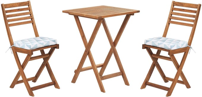 FIJI - Bistroset voor 2 - Lichte houtkleur /Blauw - Acaciahout