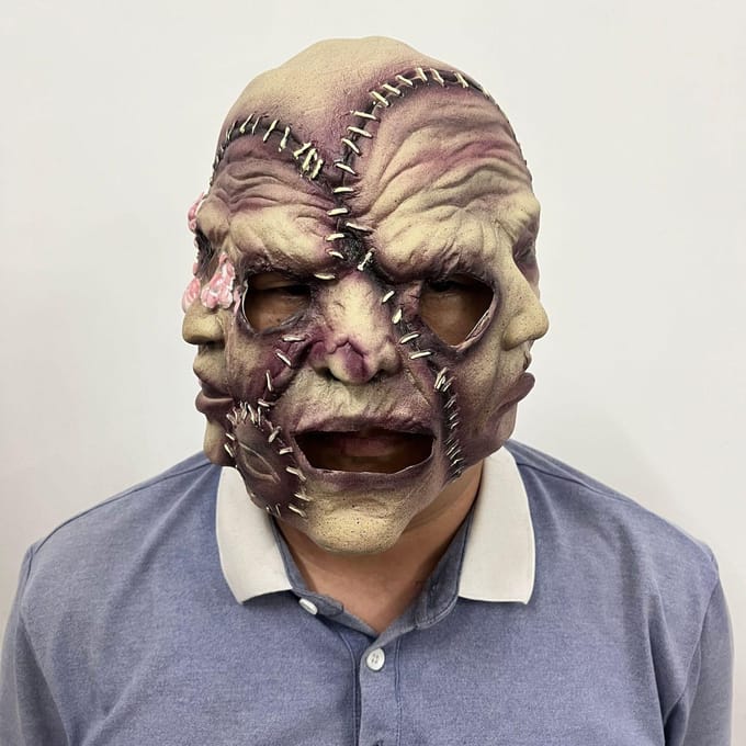 Horror latex masker van een driezijdig spook One size beige