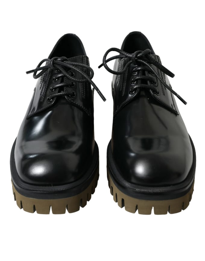 Leren Oxfords met Vetersluiting in Patentskin