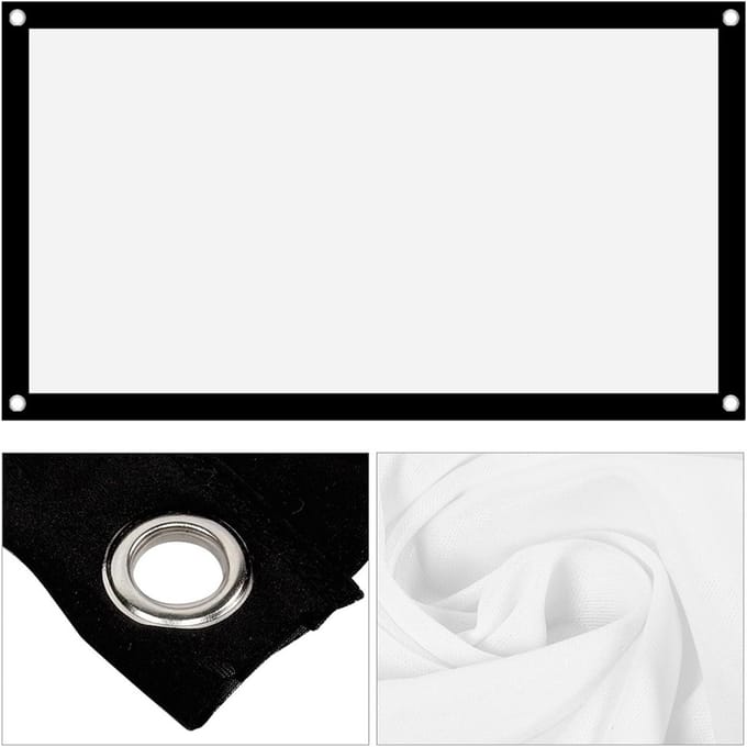 Draagbaar Projectiescherm van Wit Polyester, Kreukvrij, Versterkt, 16:9 (40 Inch) voor Thuis en Presentaties