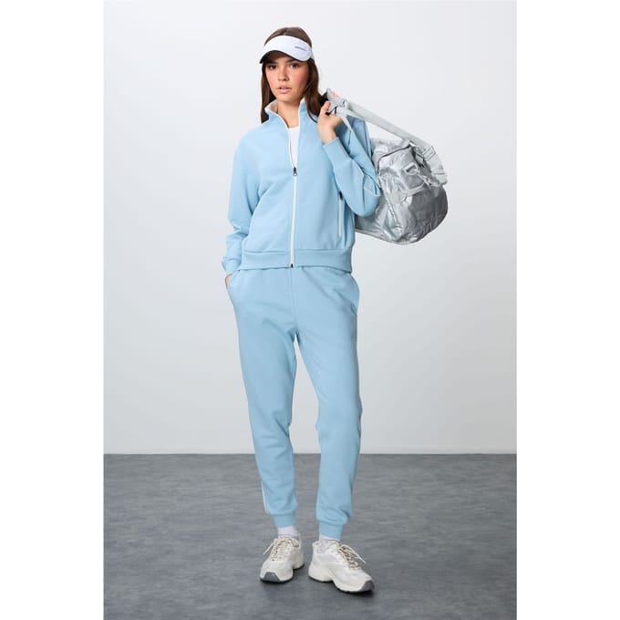 Oversized Sweatshirt met Ritskraag en Broekset