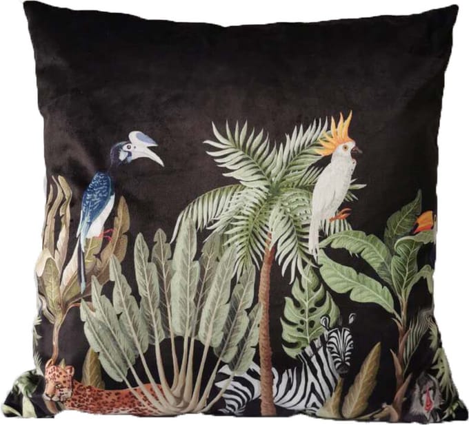 Sierkussen - Fluweel Jungle Kaketoe - Multicolor - 45 Cm X 45 Cm