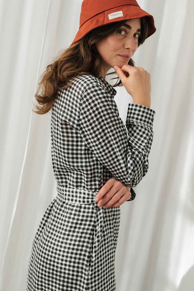 TWOTHIRDS Pollan - Black & White Vichy Größe: XS | Blusenkleider Outlet | Damen | Schwarz
