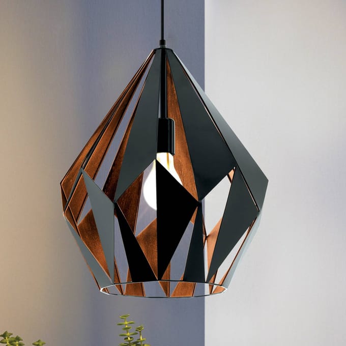 EGLO Carlton 1 Hanglamp - E27 - Ø 38,5 cm - Zwart/Koper