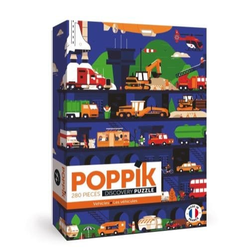 Poppik Educatieve puzzel - Voertuigen - puzzel met 285 stukjes en poster