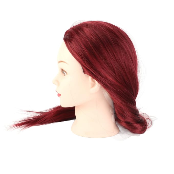 1 stuk 60cm Haar Kappers Oefenmodel Mannequin Dummy Hoofd Met Klem Rood brown