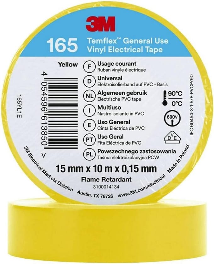 Isolatietape Gele Stroomdraad Isolatierol 10m x 15mm