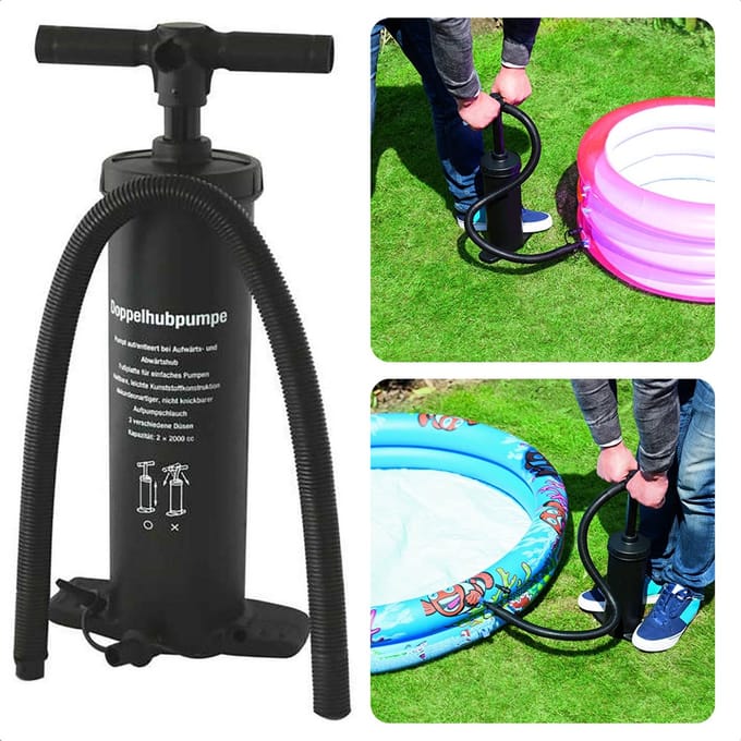 Handpomp - Dubbele Pomp - Luchtpomp - 2 Liter - Handmatig - Ideaal voor Luchtbed