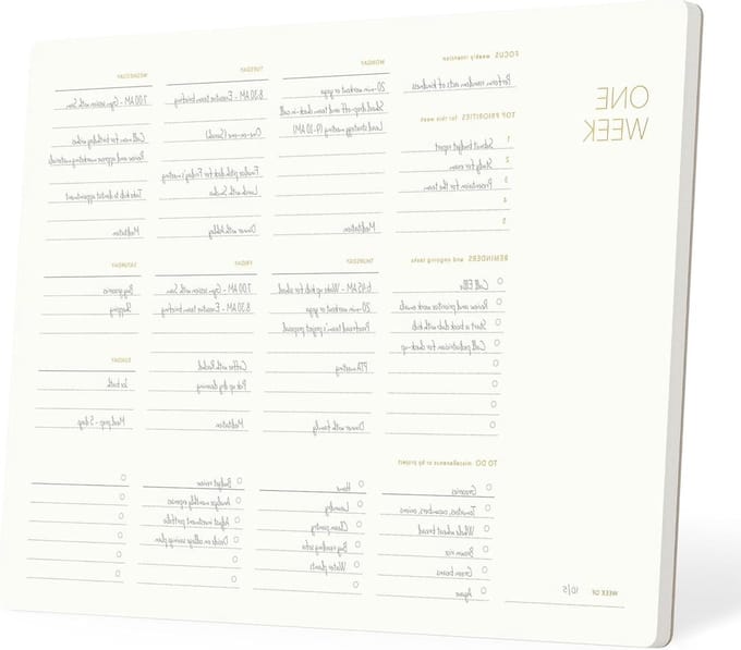 Weekplanner Dashboard - Dagelijkse Organizer - Taken Plannen - Dubbele Functie - 285 x 200 mm - Ivory Wit