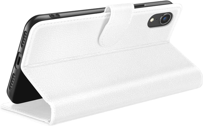 Zanae, Hoesje geschikt voor iPhone XR - Wallet Case met Stand & Magneetsluiting, Wit