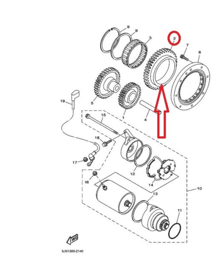 Vrijloopwiel startmotor voor motor Yamaha 1100 XVS Dragstar 5EL1551711 60 tanden