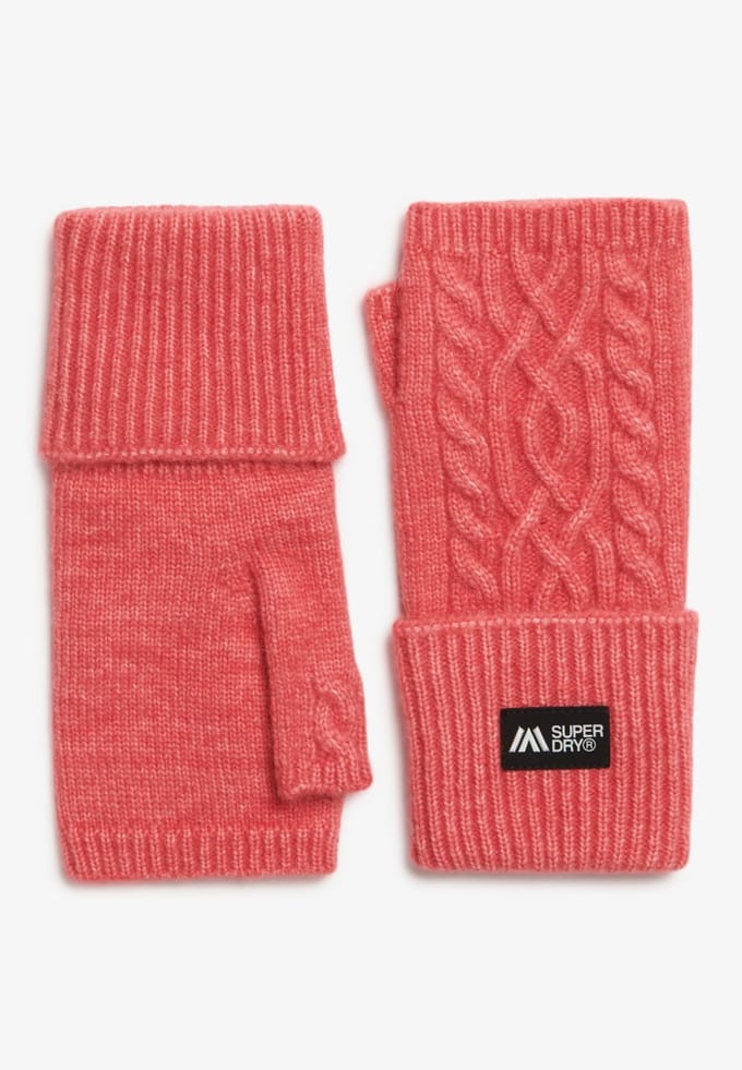 Superdry Cable Luxe Handwarmers Handschoenen Roze Vrouw