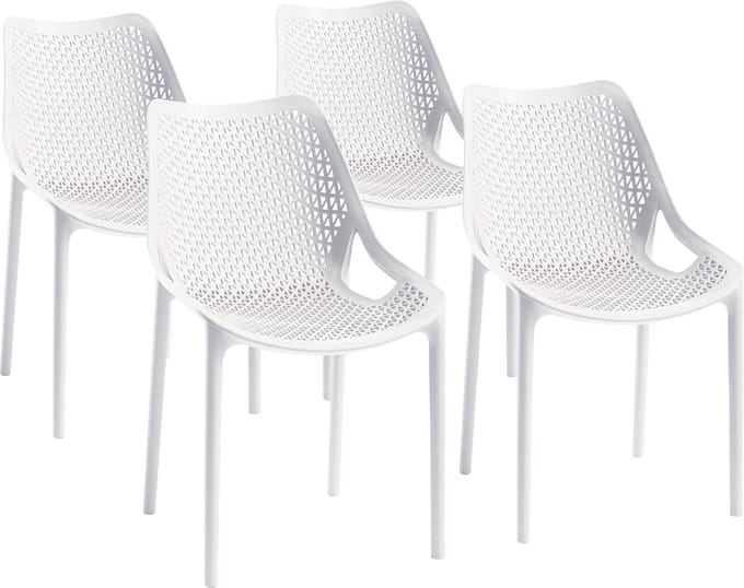 Terrasstoel Crown (set van 4) - wit - stapelbaar