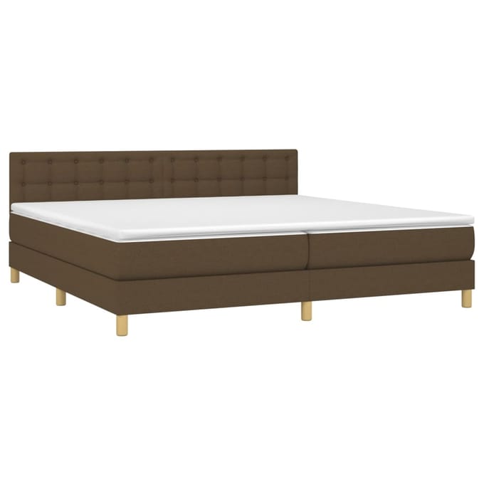 vidaXL - Boxspring - met - matras - en - LED - stof - donkerbruin - 200x200 - cm