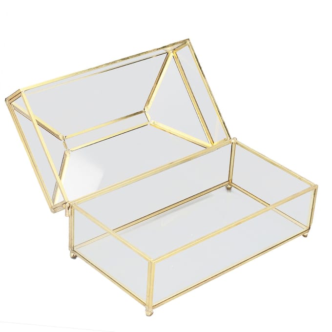 Boîte de Rangement Décorative en Verre pour Serviettes de Table Boîte à Mouchoirs en Verre Transparent Exquise et Tendance pour la Maison beige