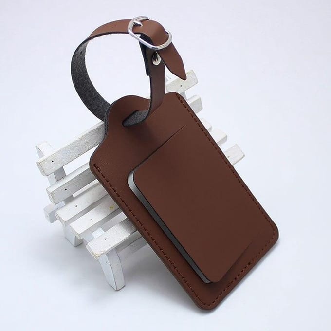 KELERINO. Kofferlabels - Bagagelabels - Leer - Venster - 2 stuks - Bruin