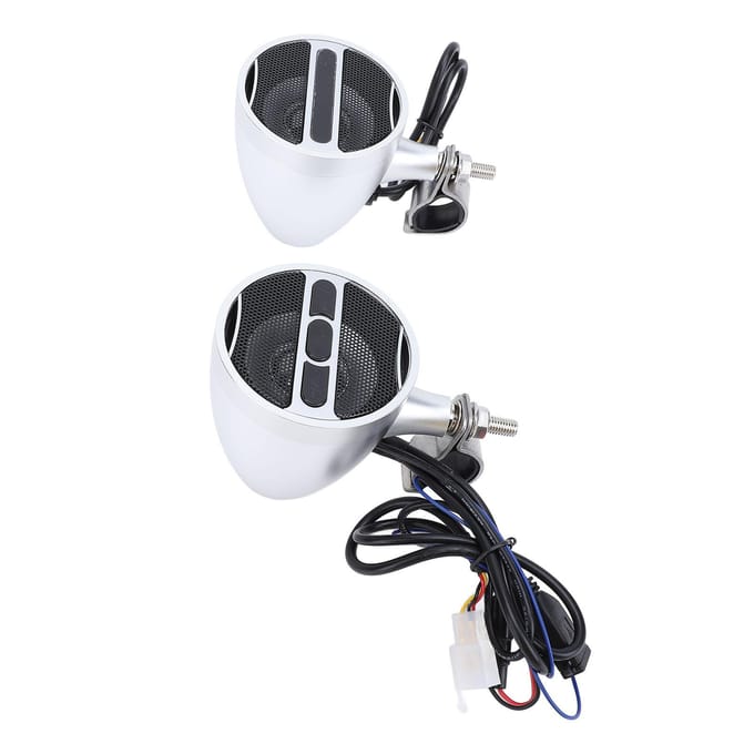 Haut-parleur pour guidon de moto ATV, étanche, MP3, Bluetooth, amplificateur, système de son stéréo, radio, DC12V white