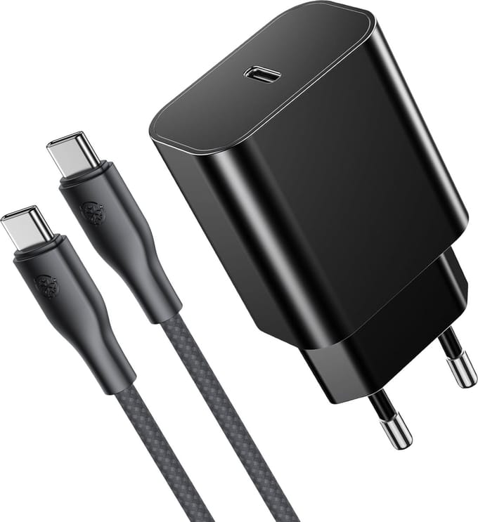 20w usb C Adapter + usb-C Kabels -Fast Charger - Snellader met usb C naar usb C Oplader - 1 Meter