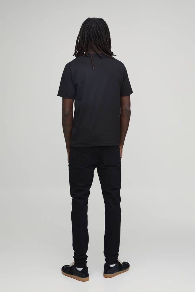 Essential Skinny Fit Stretch Washed Jeans | True Black | Size 48R