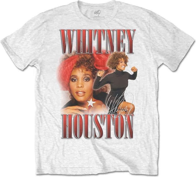 Whitney Houston - 90s Homage Heren T-shirt - M - Wit
