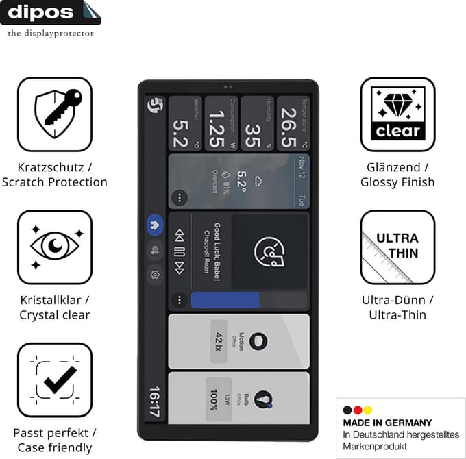 dipos – 2x Beschermfolie geschikt voor Shelly Wall Display X2i | Krasbestendige & heldere Screenprotector Ultra-Thin