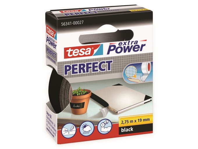 Tesa Extra Power Perfect Plakband - Zwart - 19 mm x 2,75 m