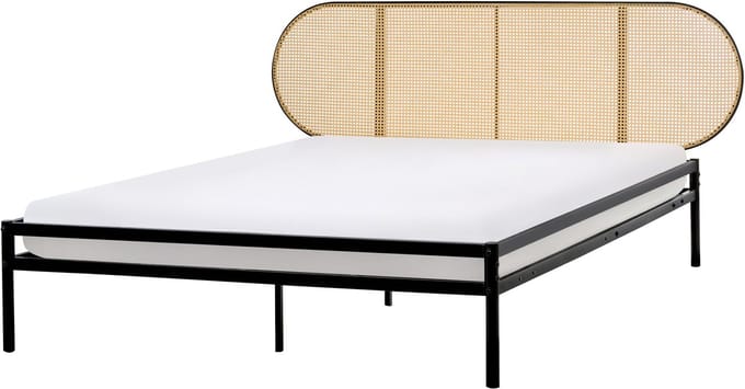 BOULIN - Tweepersoonsbed - Zwart - 160 x 200 cm - PE rotan