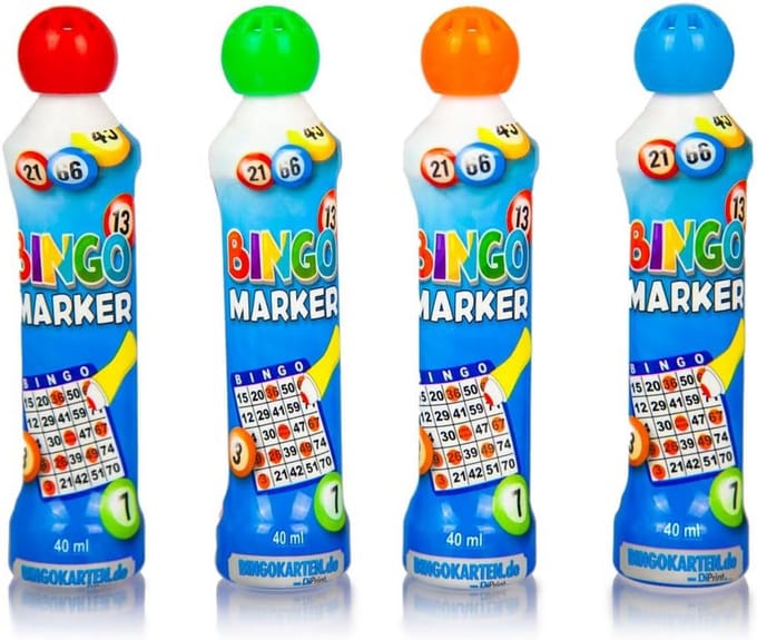 Set van 4 Kleuren Bingo Markers met Sneldrogende Inkt