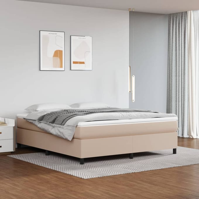 vidaXL - Boxspring - bed - kunstleer - cappuccinokleurig - 160x200 - cm