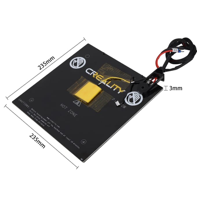 Creality Verwarmd bed 235*235*3mm Heet bed met kabel Geschikt voor Ender-3V3 SEKE 3D-printer zwart