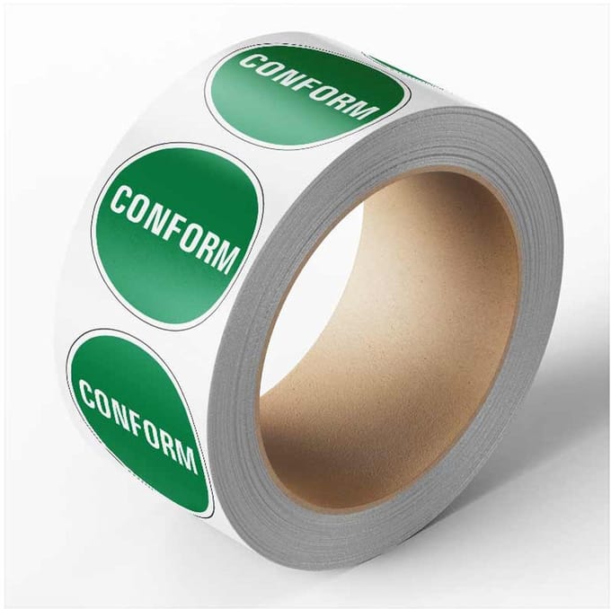 Conform controlesticker, groen, 25 meter op rol 30 mm - 800 per rol