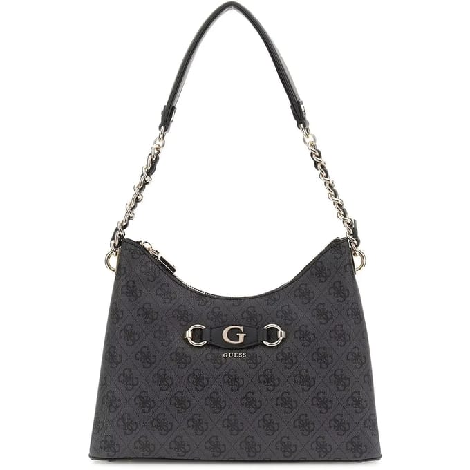 GUESS Schoudertas Izzy Top Zip Shoulder Bag Coal Logo Antraciet