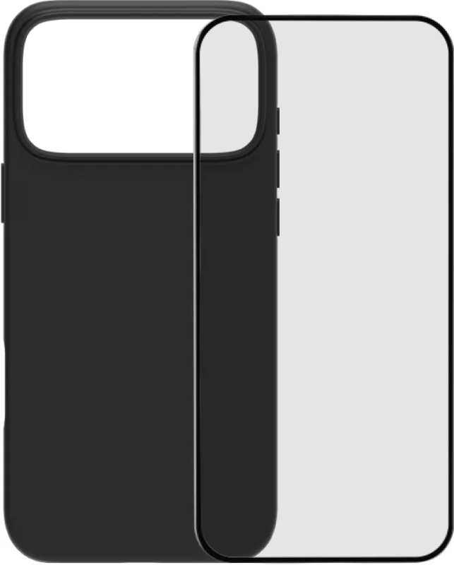 BlueBuilt Back Cover iPhone 17 Pro Max Zwart + BlueBuilt iPhone 17 Pro Max Screenprotector Glas
