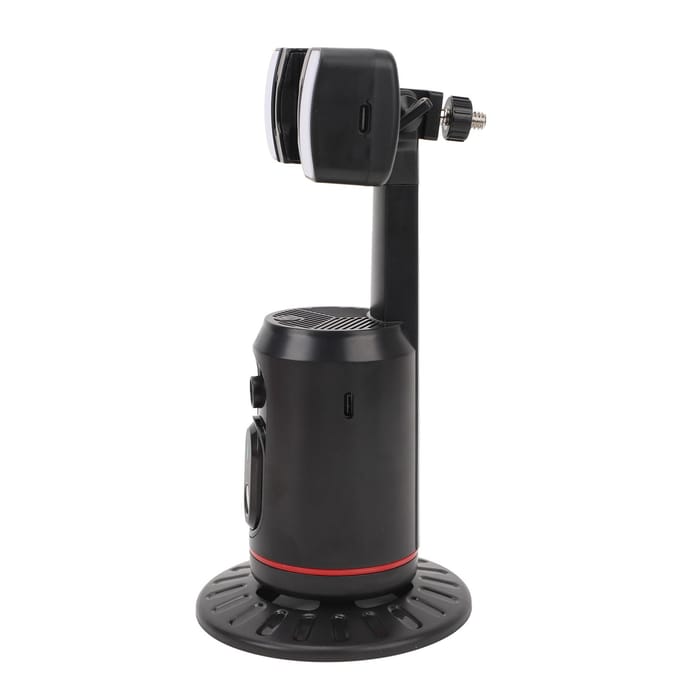 Auto Tracking Telefoonhouder 360 Graden Slimme Bewegende Telefoonstandaard met Afstandsbediening 2 Invullicht voor Live black