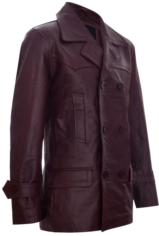 Cow Hide Dr Who Naval German Pea Coat leren jas