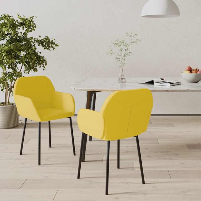 vidaXL - Eetkamerstoelen - 2 - st - fluweel - geel