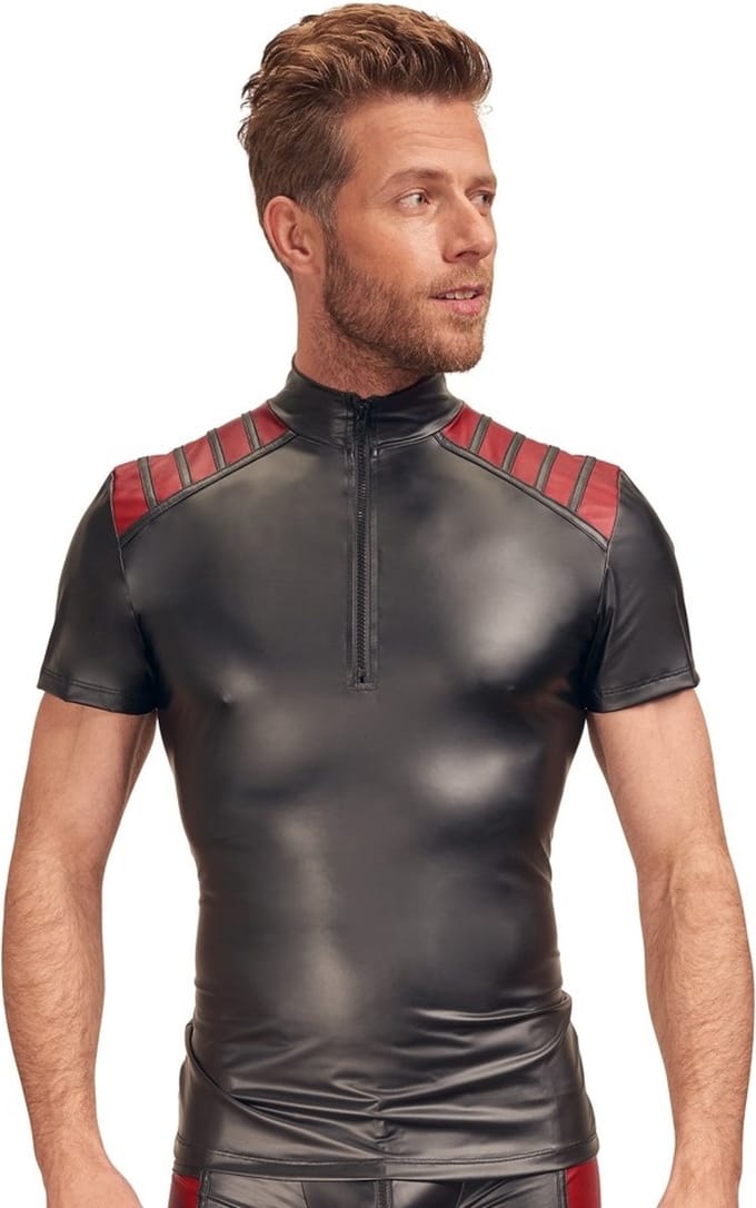 Elastische Fetish Shirt met Dual Wetlook Motief
