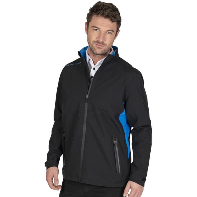 Island Green Heren Stretch Golf Waterdicht Jasje (Zwart/Turkoois)