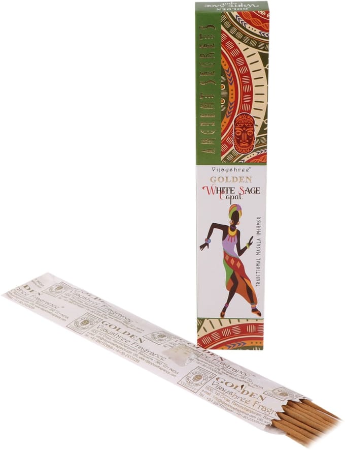 Vijayshree Golden Ancient – Wierookstokjes – Kopal en Witte Salie
