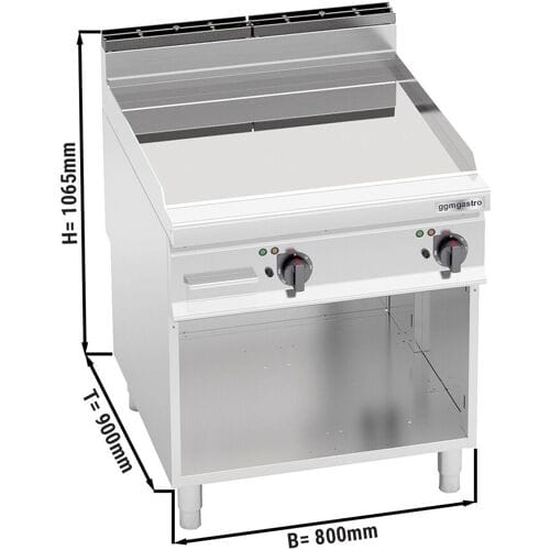 GGM Gastro Elektrische bakplaat - hardverchroomde plaat - 11,4kW - Glad - Bakoppervlak: 396x667mm - met open onderbouw zilver