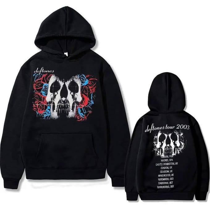 Deftones Schedel Dubbelzijdig Grafische Hoodie M zwart