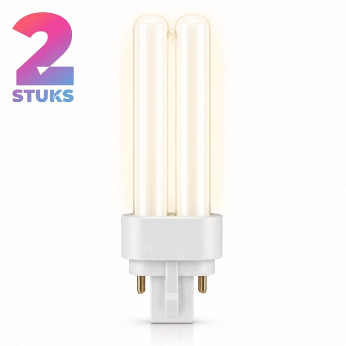 2x Stick Spaarlamp G24q-2 - 18W - Warm Wit Licht (2700K) - 1210 lm - 10 jaar - Niet Dimbaar