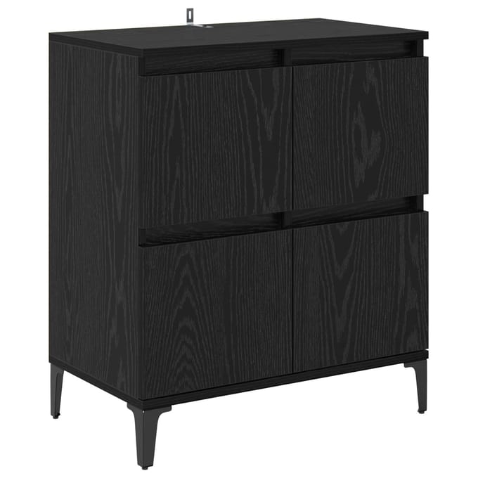 vidaXL Dressoir Zwart Eiken 60 x 35 x 70 cm Gemonteerd hout en ijzer