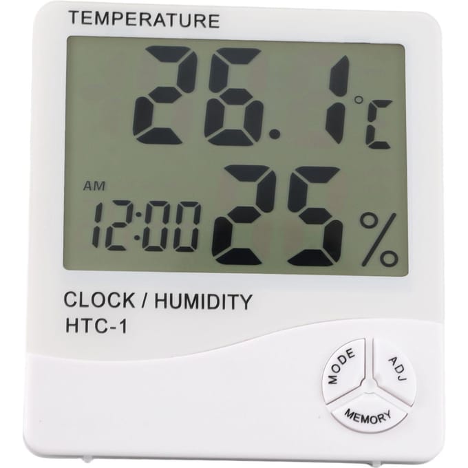 Elektronische Temperatuur Vochtigheid Meter Klok Digitale Display Thermometer Hygrometer voor Binnen gray