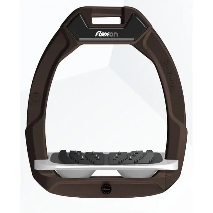Veiligheidss stirrups Paardrijden Hellend Ultra Grip Bruin/Grijs/Grijs Flex-On Safe-On